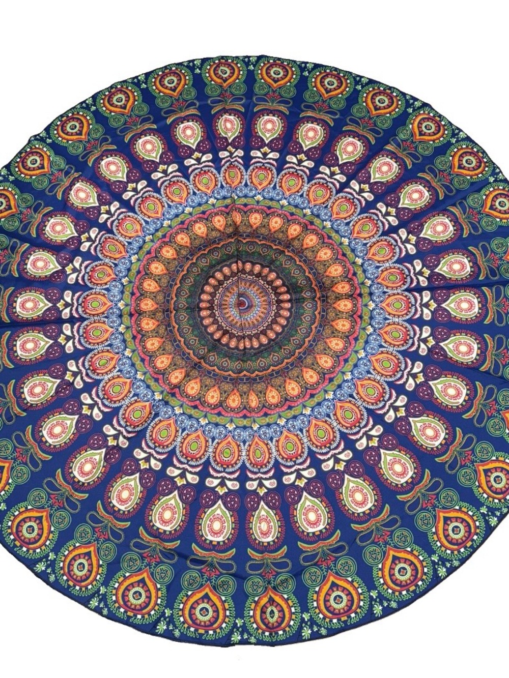Boho Whimsical Bright Multicolor Soft Polyester Circular Tapestry Wall Floor 57”